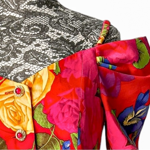 A.J.Bari Off the Shoulder Skirt Set Red Floral S/M - Picture 2 of 11